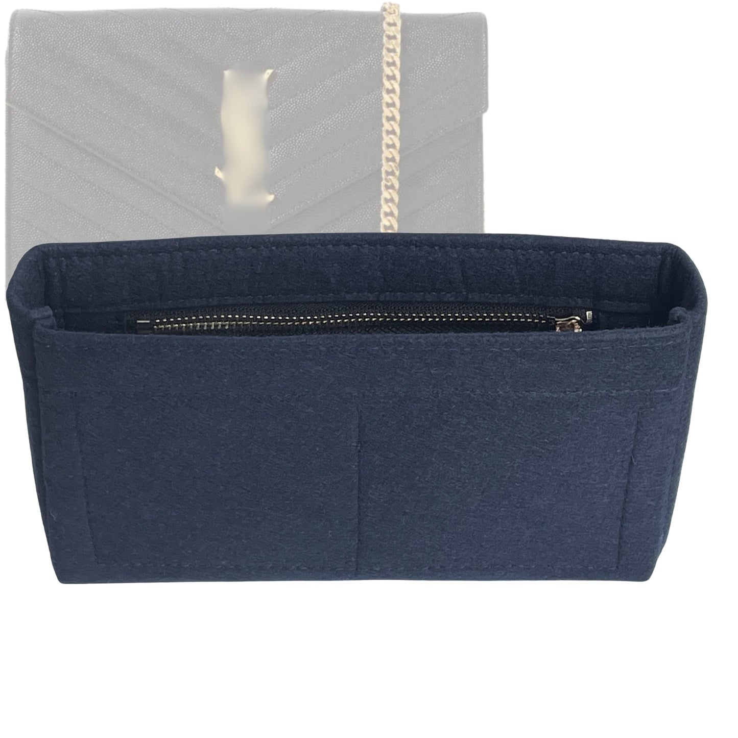 Organizer for [Envelope Small, Saint Laurent (YSL)] Bag Insert (Felt, Slim with Zip Pocket)