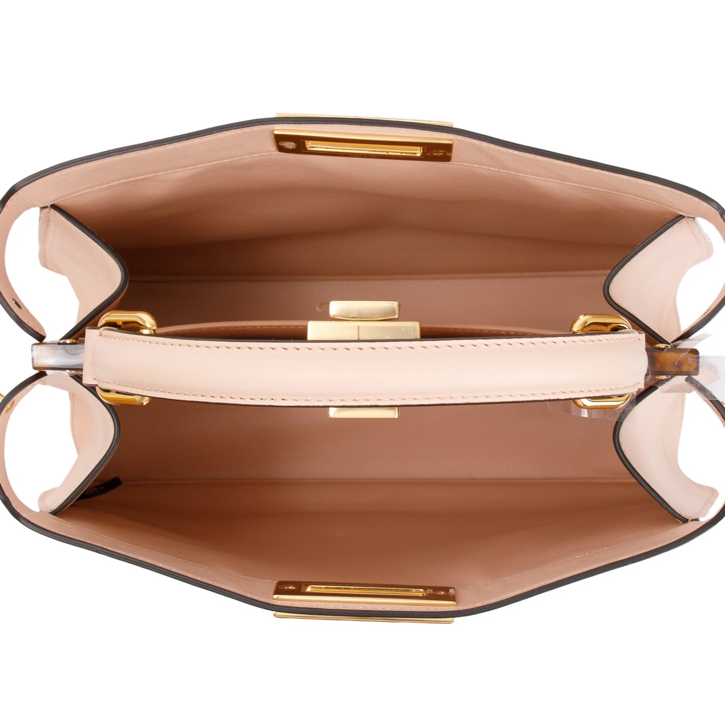 Fendi 2022 Pink Calfskin Leather Medium Peekaboo Bag with Tortoise Detail