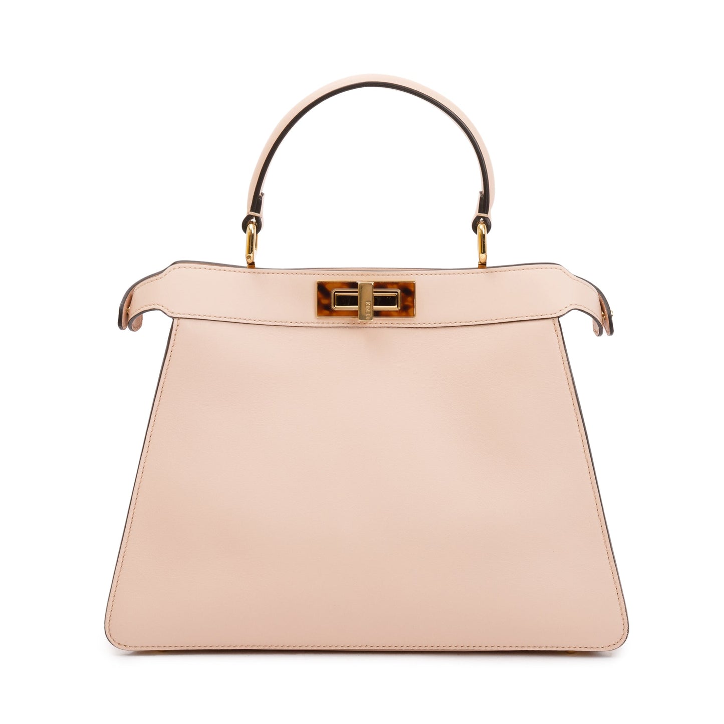 Fendi 2022 Pink Calfskin Leather Medium Peekaboo Bag with Tortoise Detail
