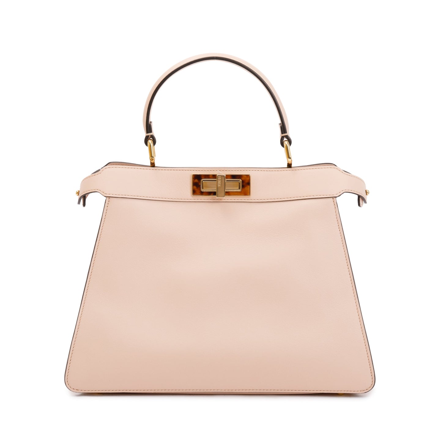 Fendi 2022 Pink Calfskin Leather Medium Peekaboo Bag with Tortoise Detail