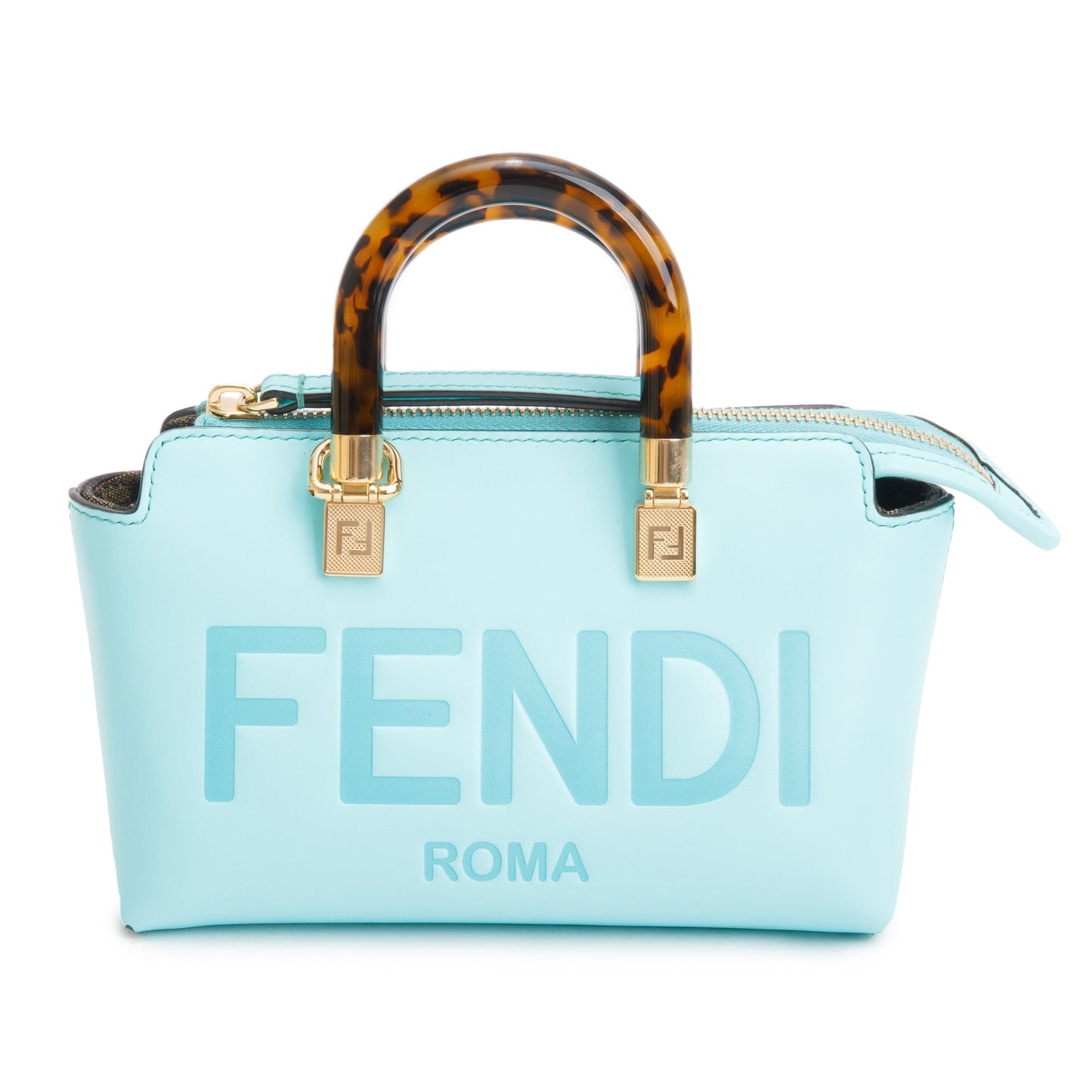 Fendi 2023 Blue Leather By the Way Mini Boston Bag