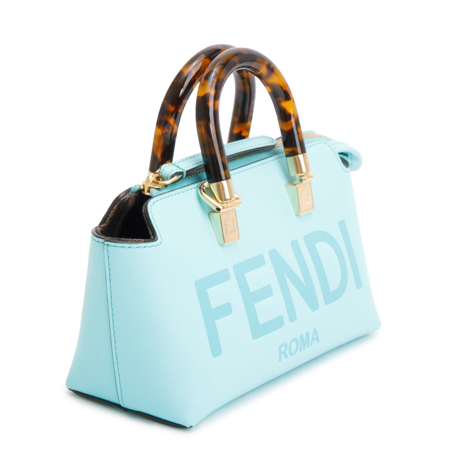 Fendi 2023 Blue Leather By the Way Mini Boston Bag