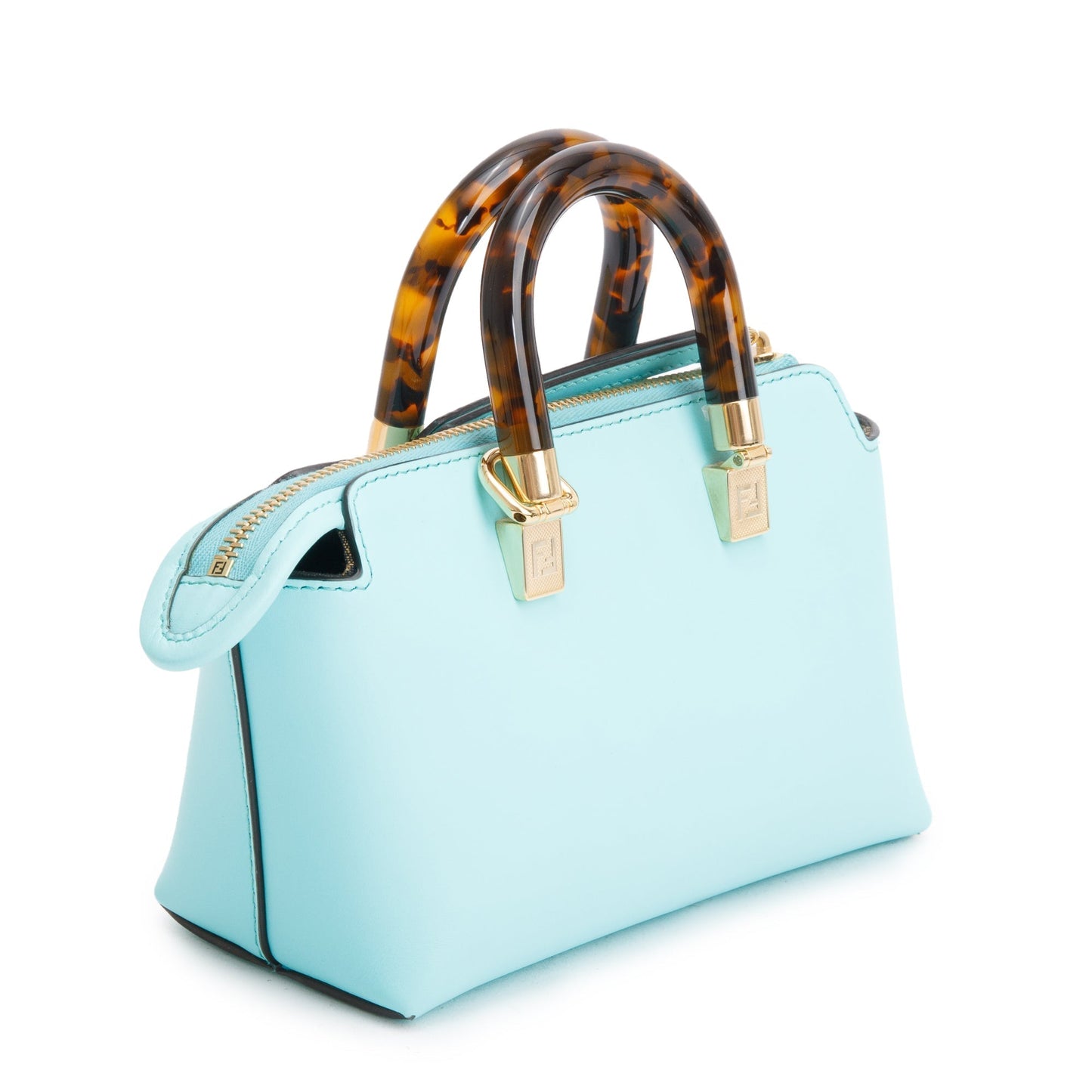 Fendi 2023 Blue Leather By the Way Mini Boston Bag