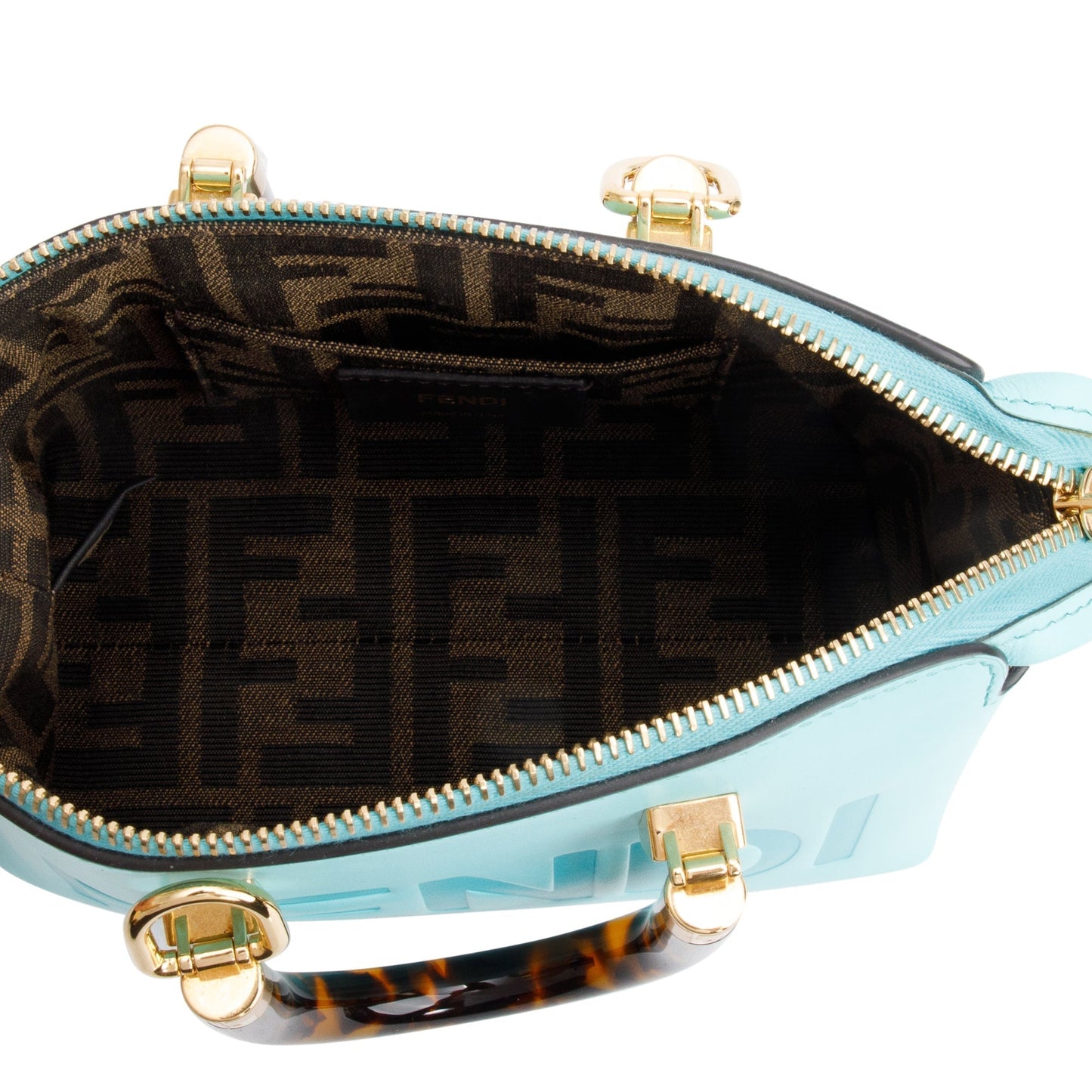 Fendi 2023 Blue Leather By the Way Mini Boston Bag
