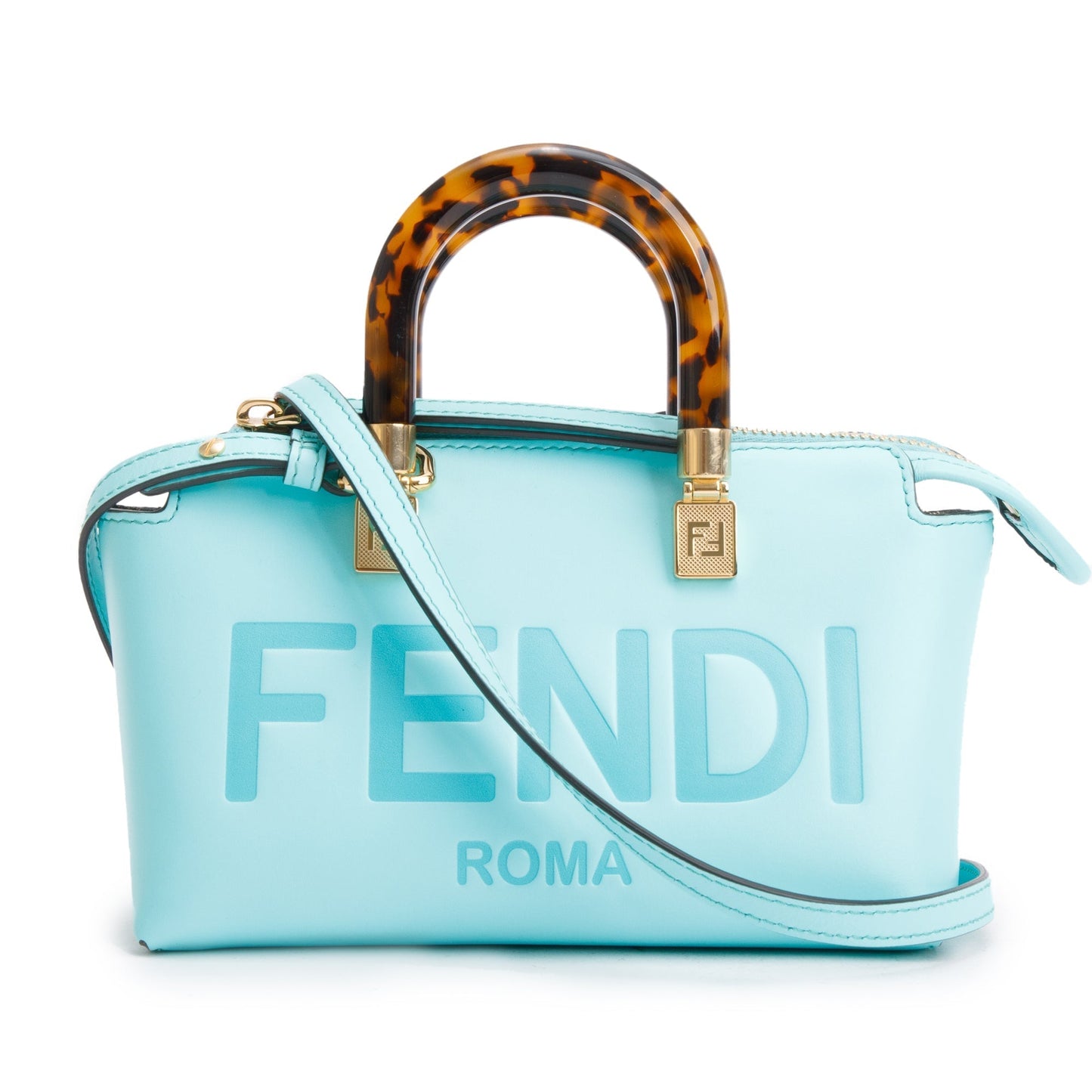 Fendi 2023 Blue Leather By the Way Mini Boston Bag