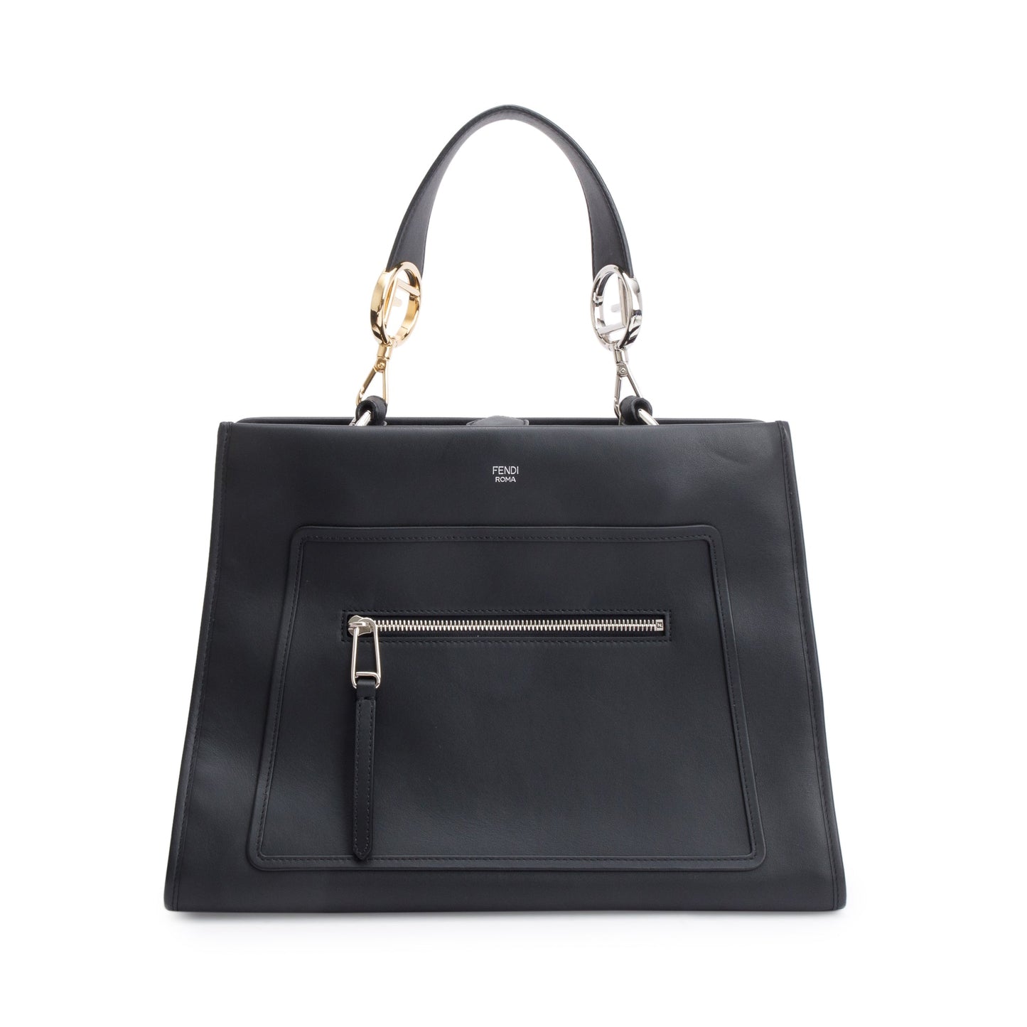Fendi Black Calfskin Leather Medium F is Fendi Runaway Bag