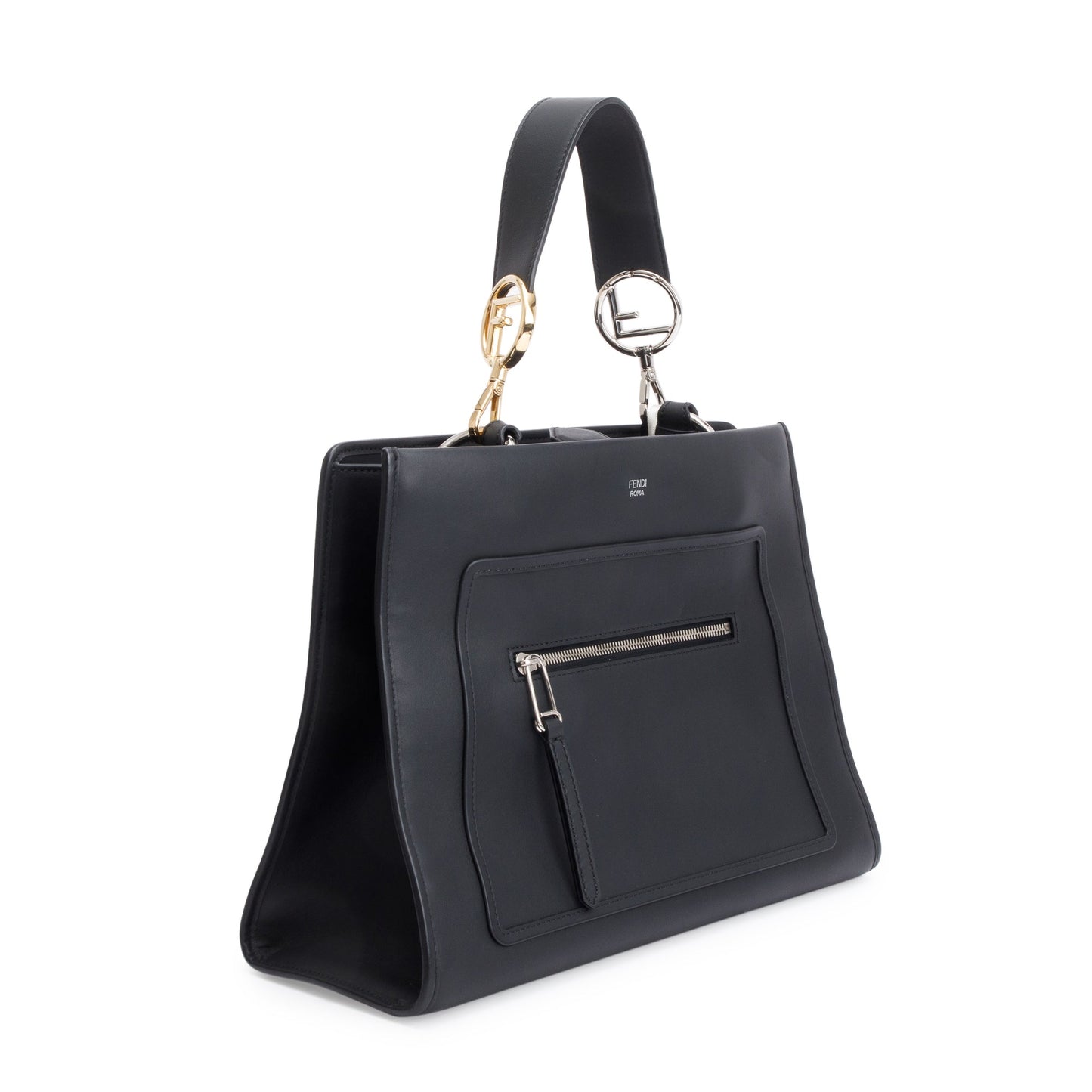 Fendi Black Calfskin Leather Medium F is Fendi Runaway Bag