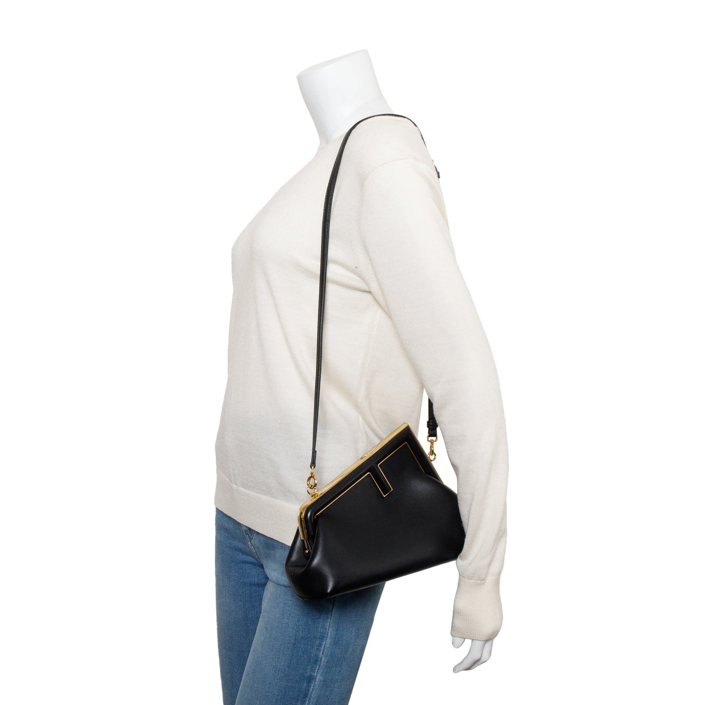 Fendi Black Nappa Leather Small Fendi First Bag