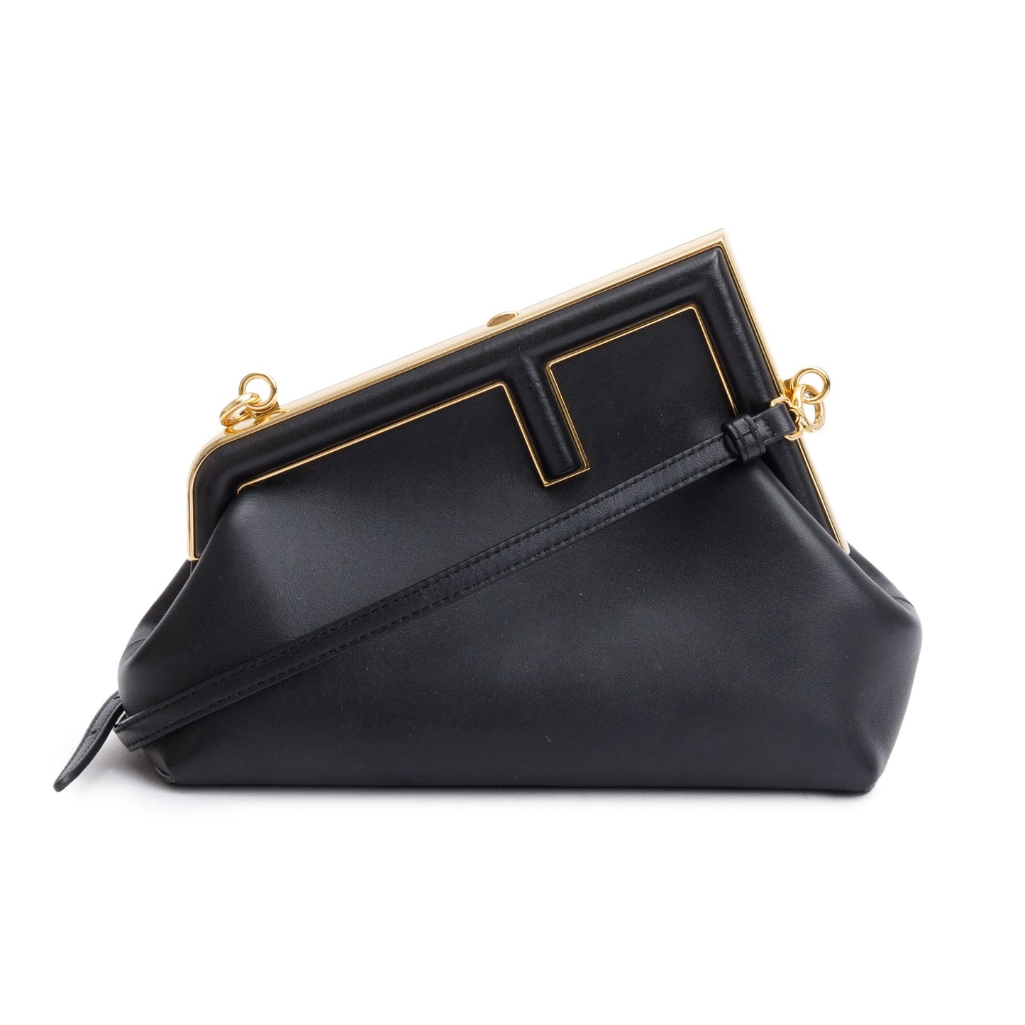 Fendi Black Nappa Leather Small Fendi First Bag