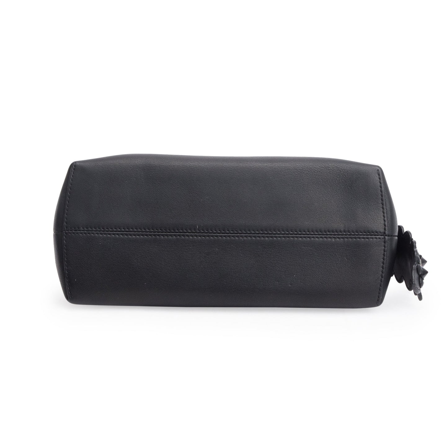 Fendi Black Vitello Dolce Flowerland Small By the Way Boston Bag