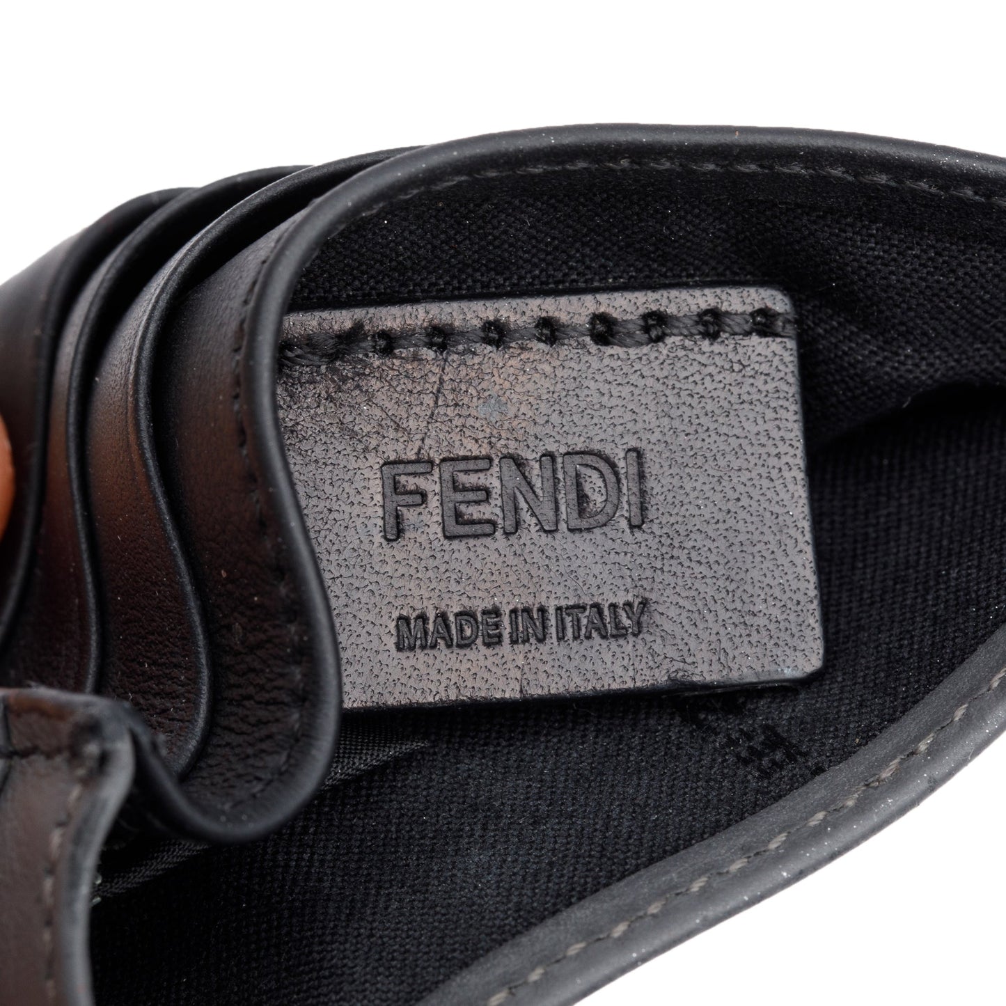 Fendi Black/Grey Leather Monster Motif Card Case