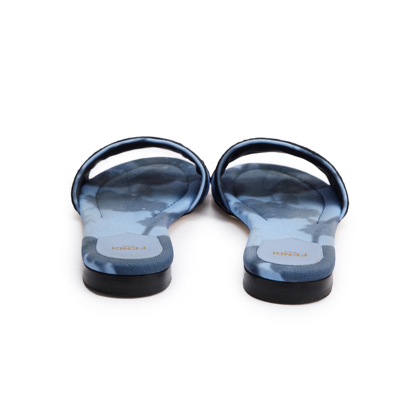 Fendi Blue Signature Logo Canvas Fendi Roma Slides, Size 38.5