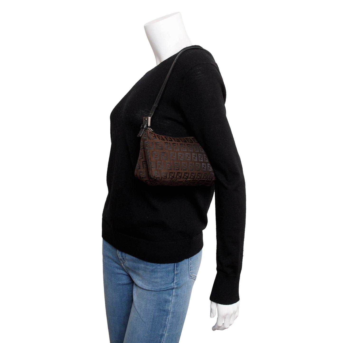 Fendi Brown FF Zucchino Canvas Pochette