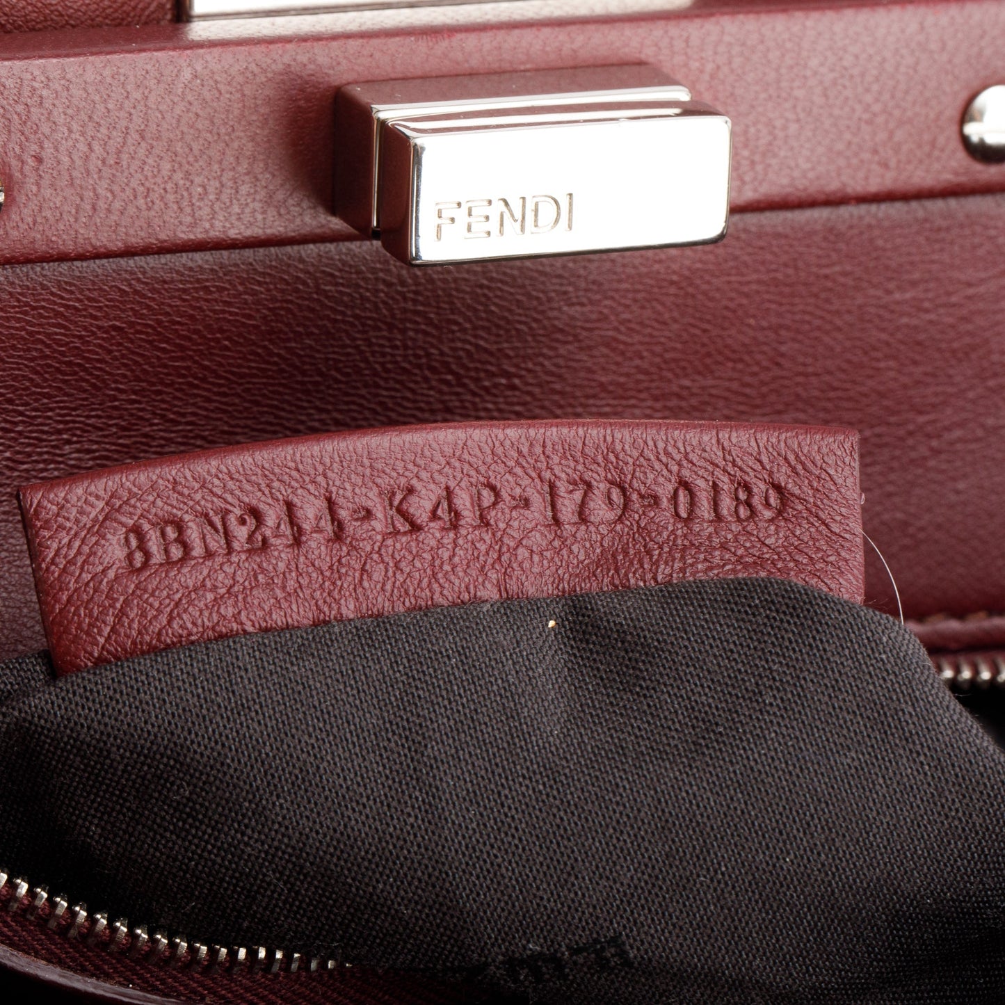 Fendi Burgundy Calfskin Leather Mini Peekaboo Bag