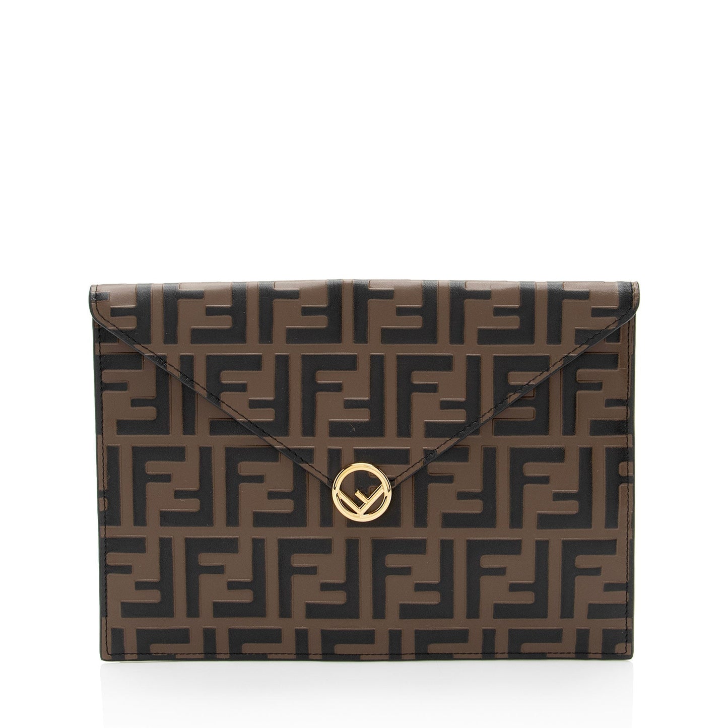 Fendi FF Embossed Calfskin 1974 Envelope Pouch (SHF-qYNeEa)