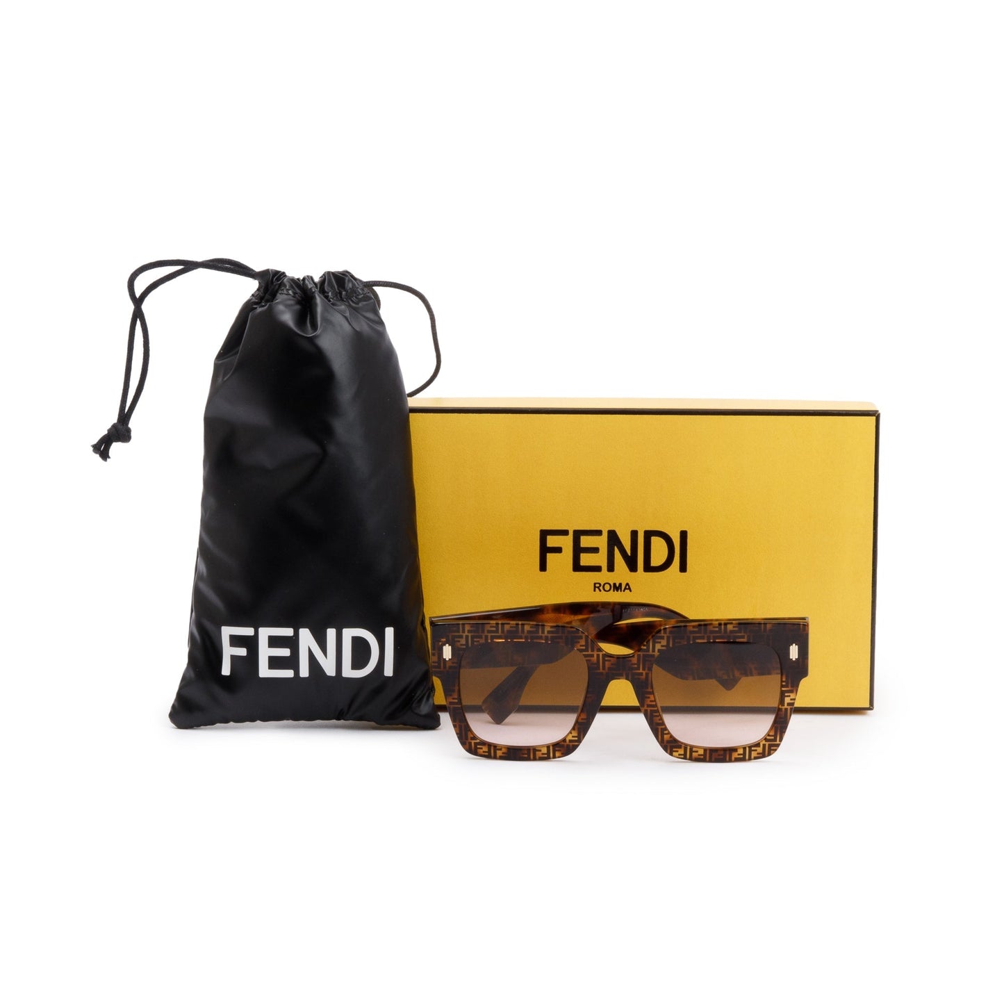 Fendi FF0457/G/S Zucca Havana Acetate Fendi Roma Oversize Sunglasses