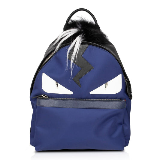 Fendi Leather-Trimmed Nylon Monster Backpack