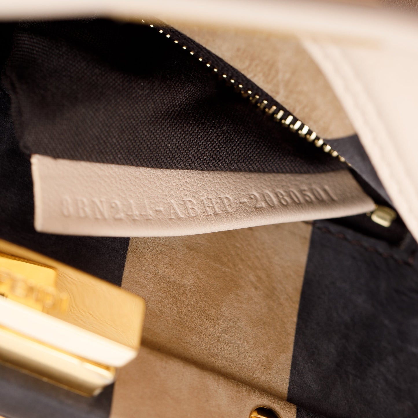 Fendi Neutral Calfskin Leather Floral Inlay Mini Peekaboo Bag