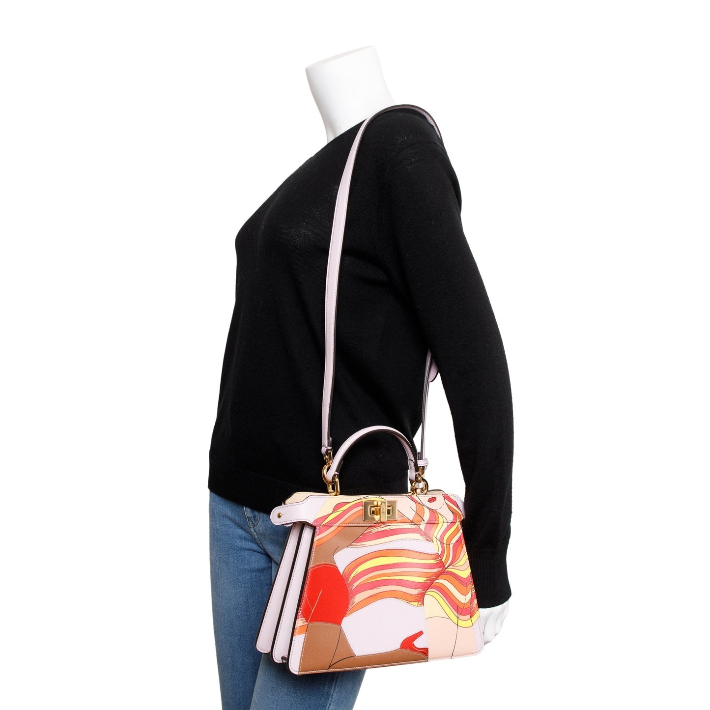 Fendi Pink Multicolor Bikini Girls Inlay Nappa Leather Small Peekaboo ISeeU Bag