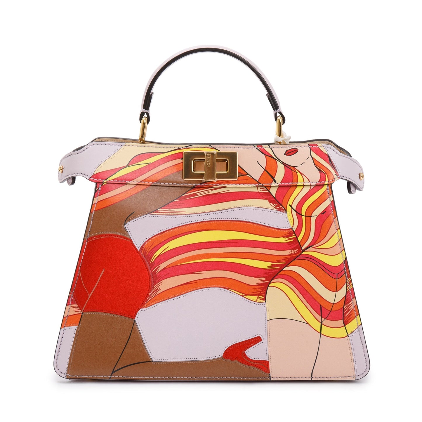 Fendi Pink Multicolor Bikini Girls Inlay Nappa Leather Small Peekaboo ISeeU Bag
