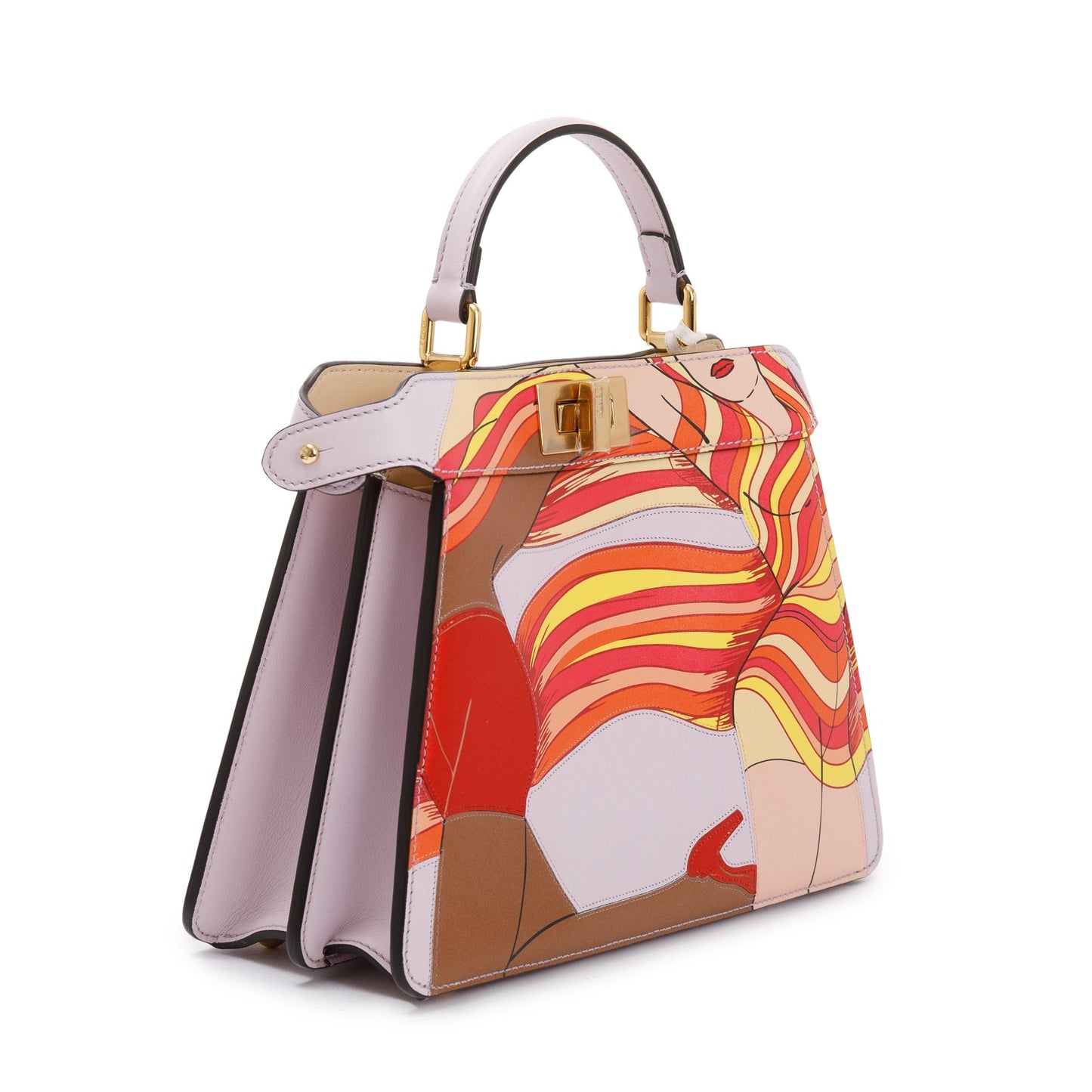 Fendi Pink Multicolor Bikini Girls Inlay Nappa Leather Small Peekaboo ISeeU Bag