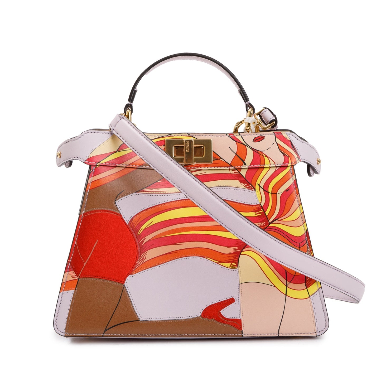 Fendi Pink Multicolor Bikini Girls Inlay Nappa Leather Small Peekaboo ISeeU Bag