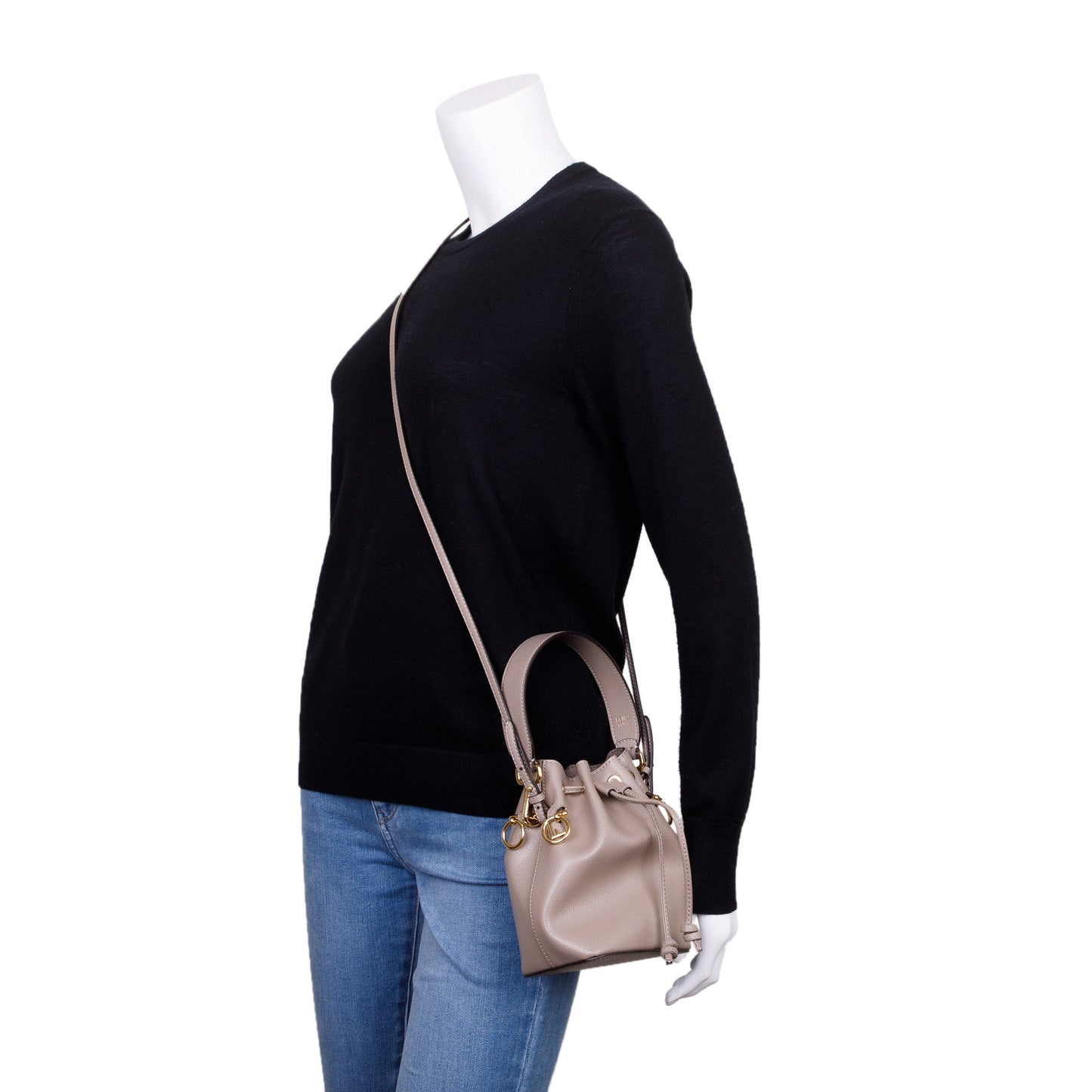 Fendi Taupe Calfskin Leather Mini Mon Tresor Bucket Bag