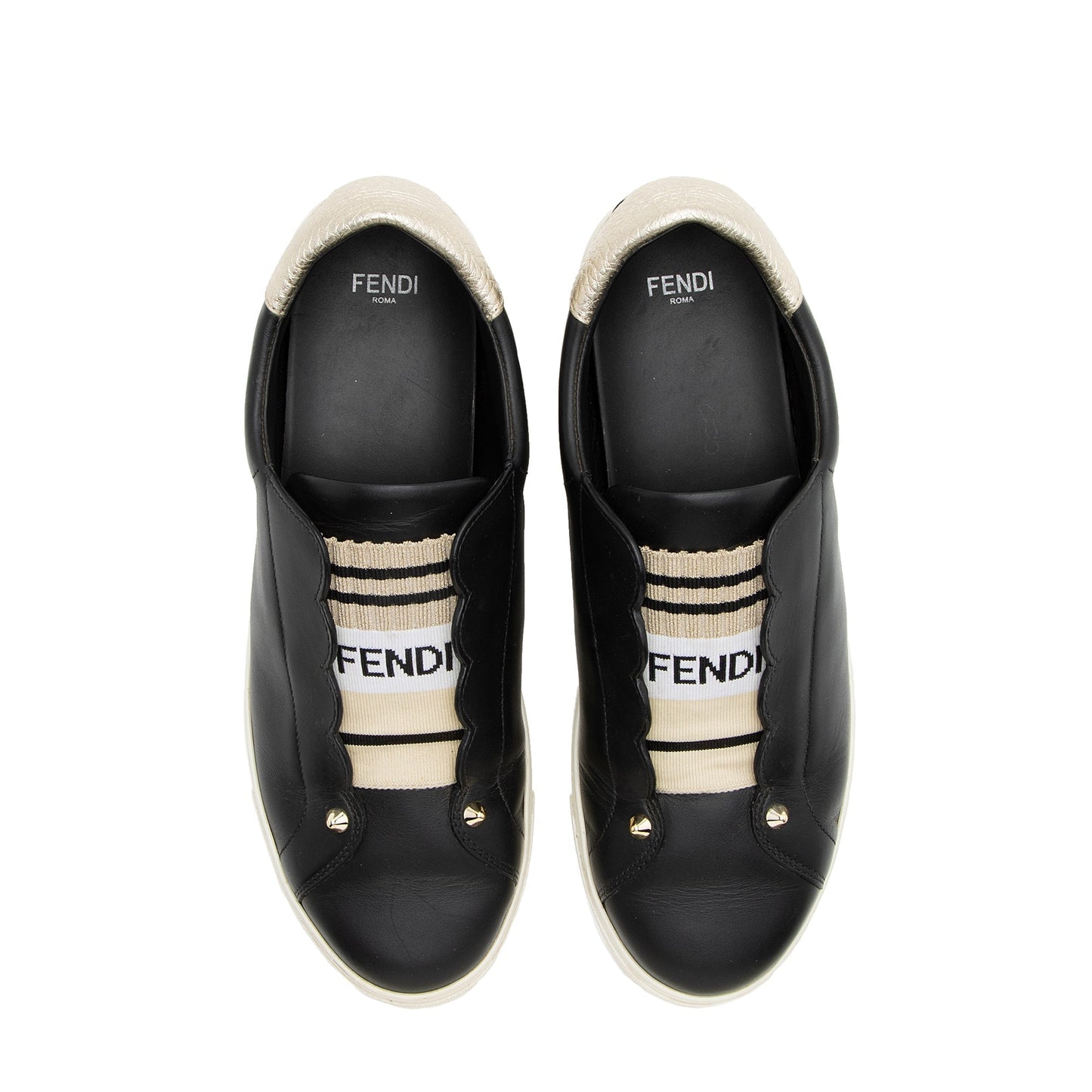 Fendi Vitello Lurex Rockoclick Slip-On Sneakers - Size 9.5 / 39.5 (SHF-23704)