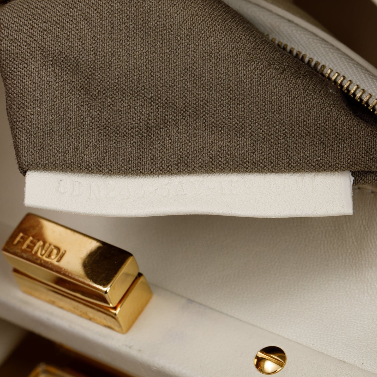 Fendi White Shearling Mini Peekaboo Handle Bag
