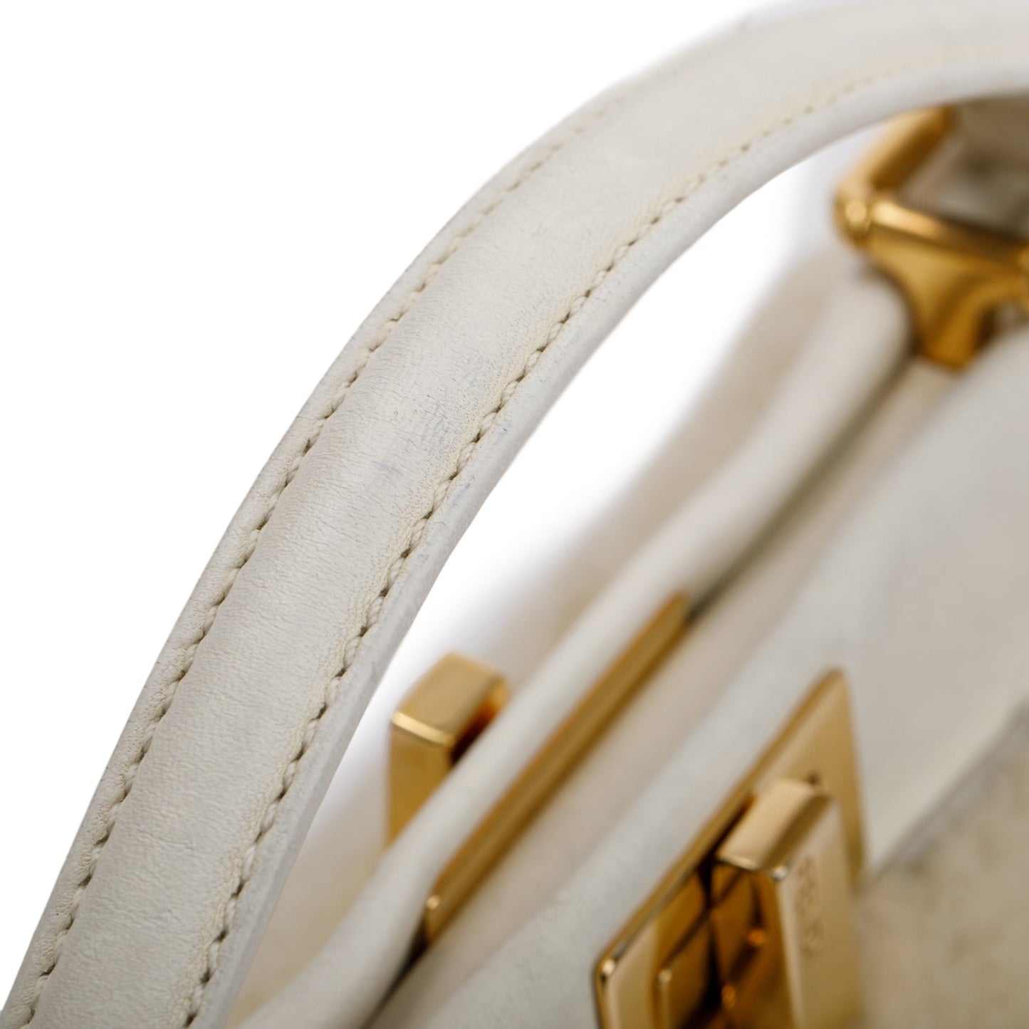 Fendi White Shearling Mini Peekaboo Handle Bag