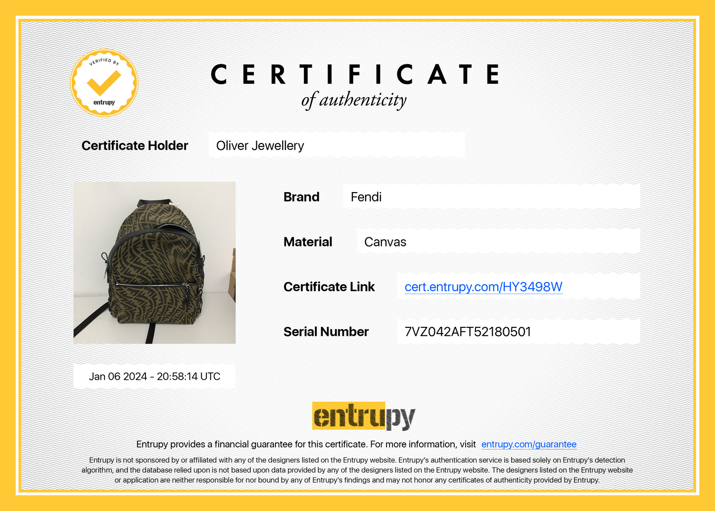 Fendi x Sarah Coleman Brown FF Zucca Vertigo Canvas Backpack