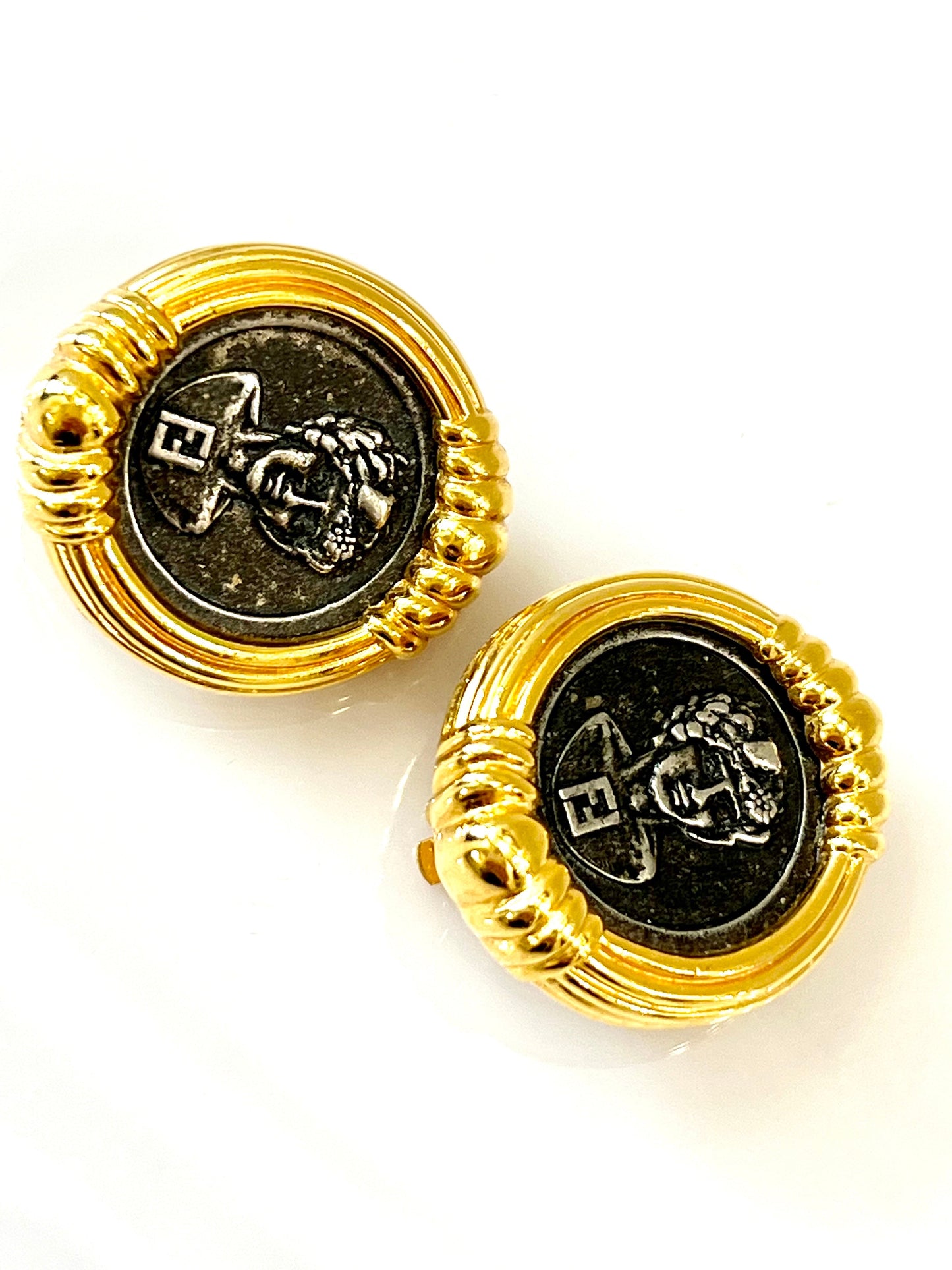 FENDI   ROMAN COIN CLIP ON EARRINGS
