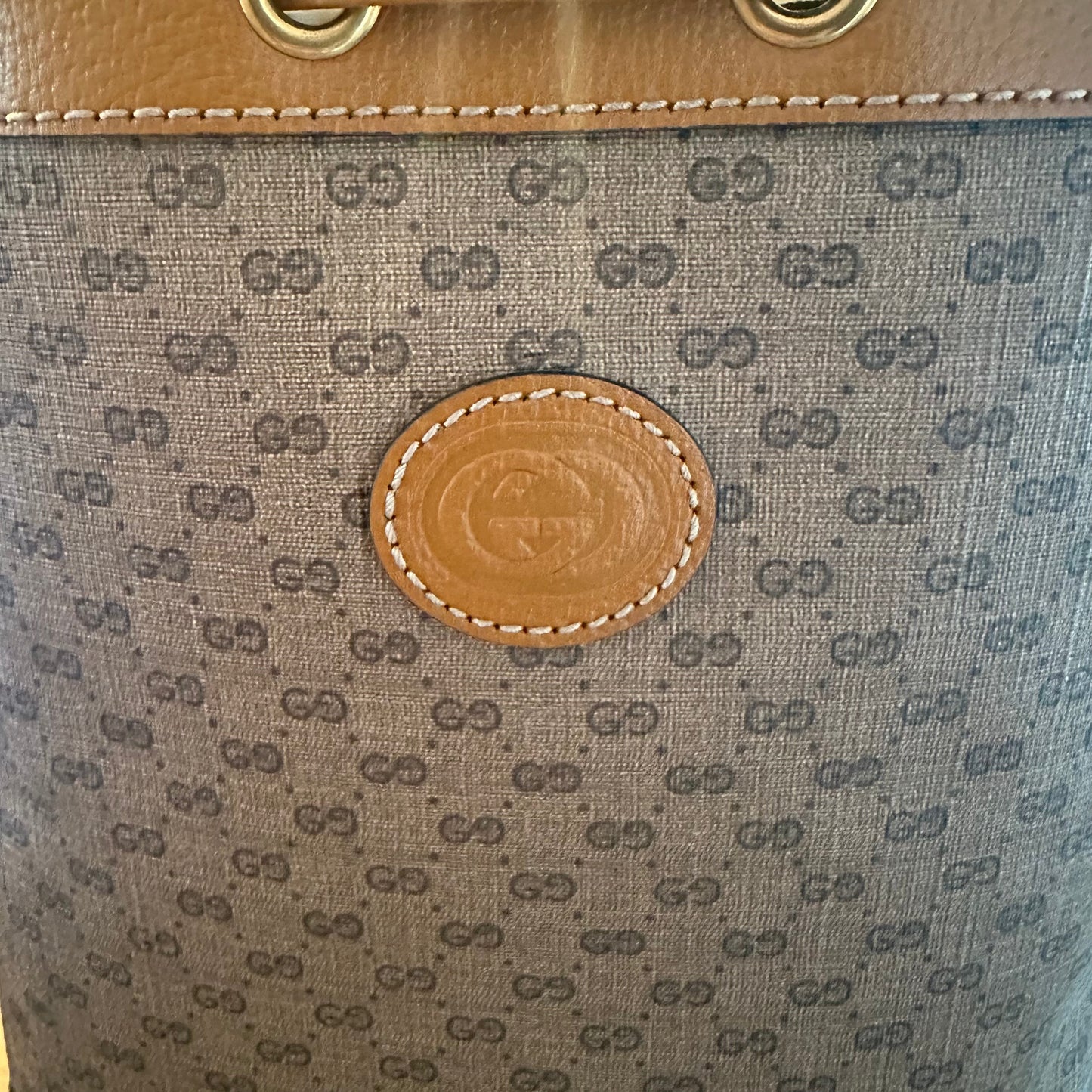 Gucci x Disney Mickey Mo  Print Canvas Leather Bucket Shoulder Bag
