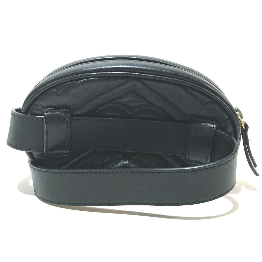 GUCCI Waist bag 476434 leather black GG Marmont Quilted Sling bag Women 95/38 Secondhand