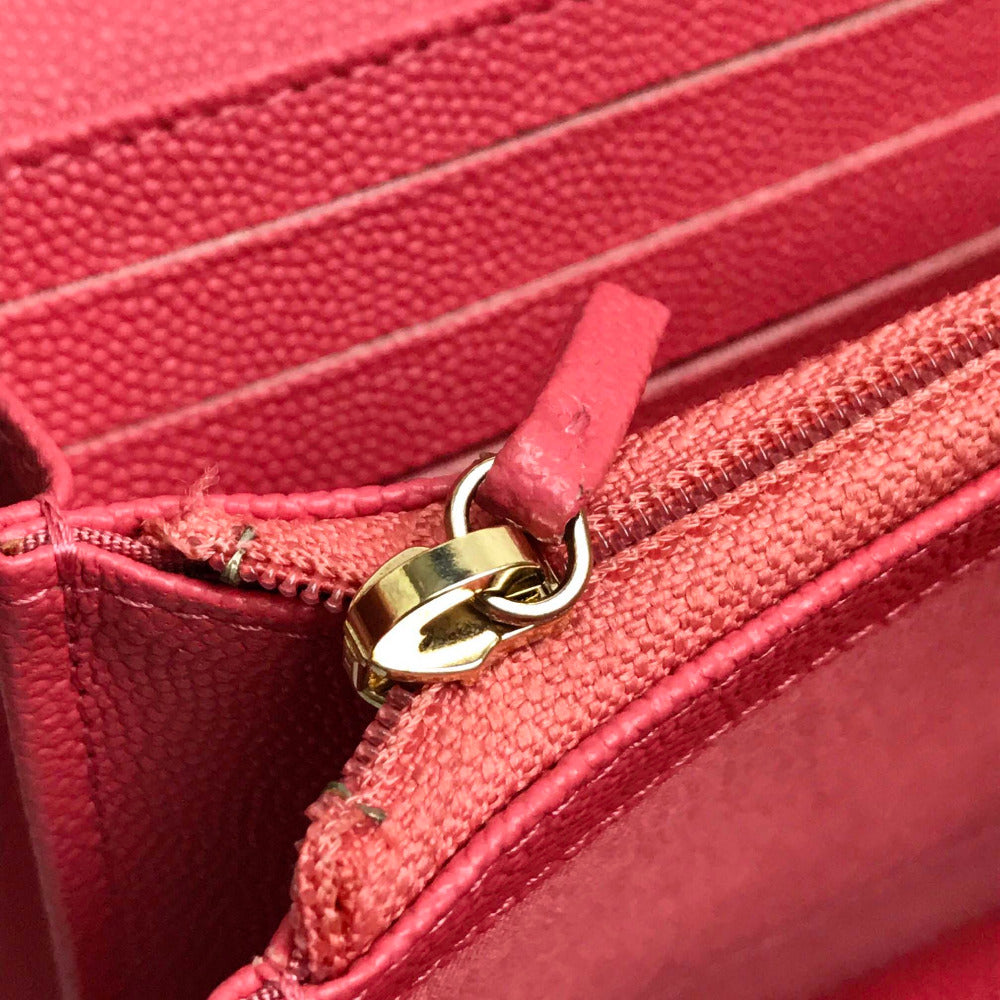 CHANEL Long Wallet Purse A80971 Caviar skin pink CC COCO Mark Matrasse Mademoiselle Women