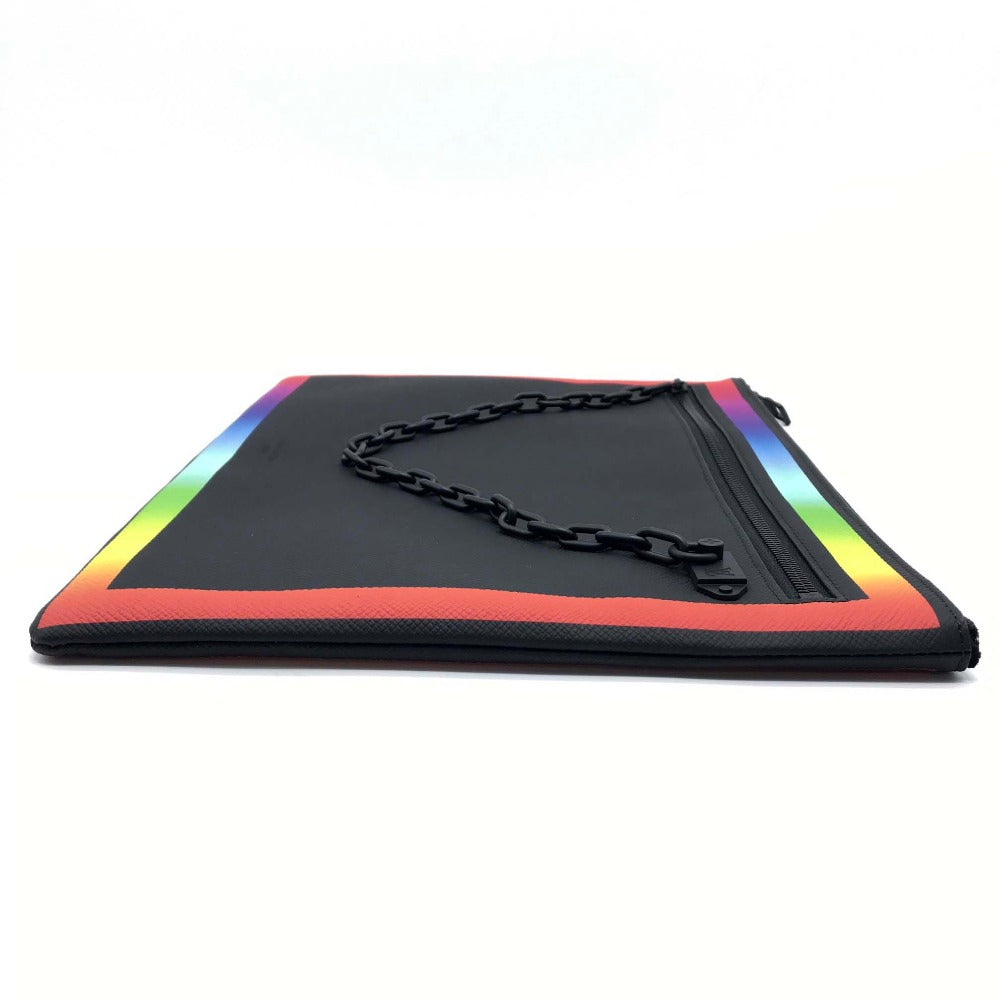 LOUIS VUITTON Clutch bag M30347 Taiga Leather Noir x Rainbow Taiga Pochette A4 Chain mens  d