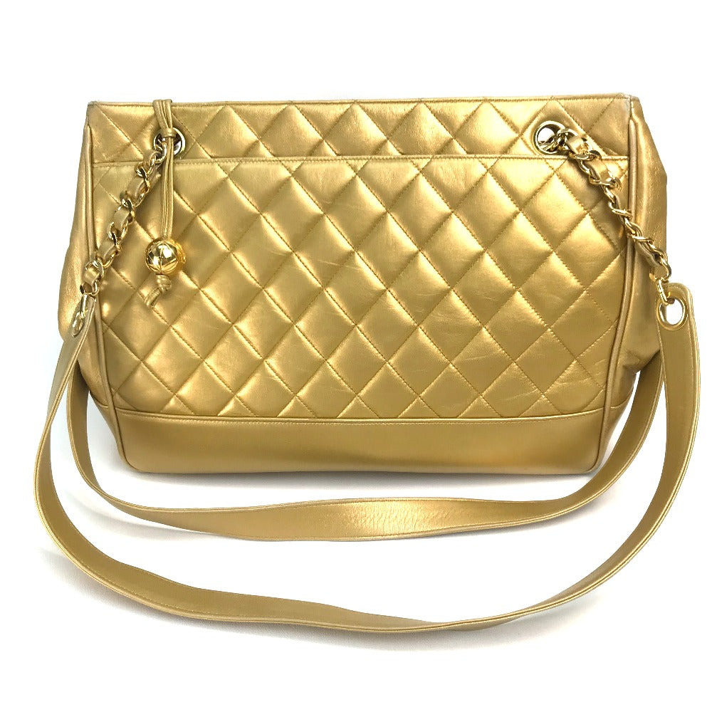 CHANEL Shoulder Bag lambskin Gold x Gold Metal Coco ball Matrasse Women