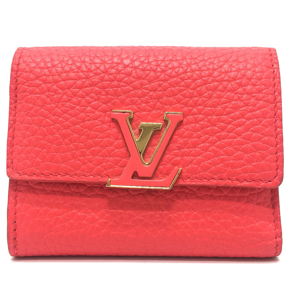 LOUIS VUITTON Trifold wallet M69069 Taurillon Clemence Leather Red Japan limited Portefeuille Capucines XS Women
