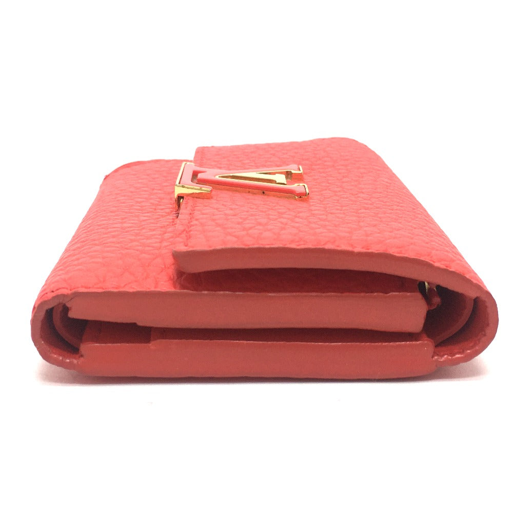 LOUIS VUITTON Trifold wallet M69069 Taurillon Clemence Leather Red Japan limited Portefeuille Capucines XS Women