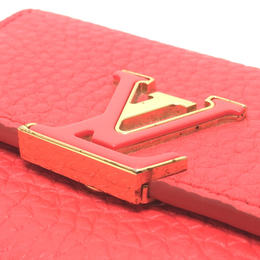 LOUIS VUITTON Trifold wallet M69069 Taurillon Clemence Leather Red Japan limited Portefeuille Capucines XS Women