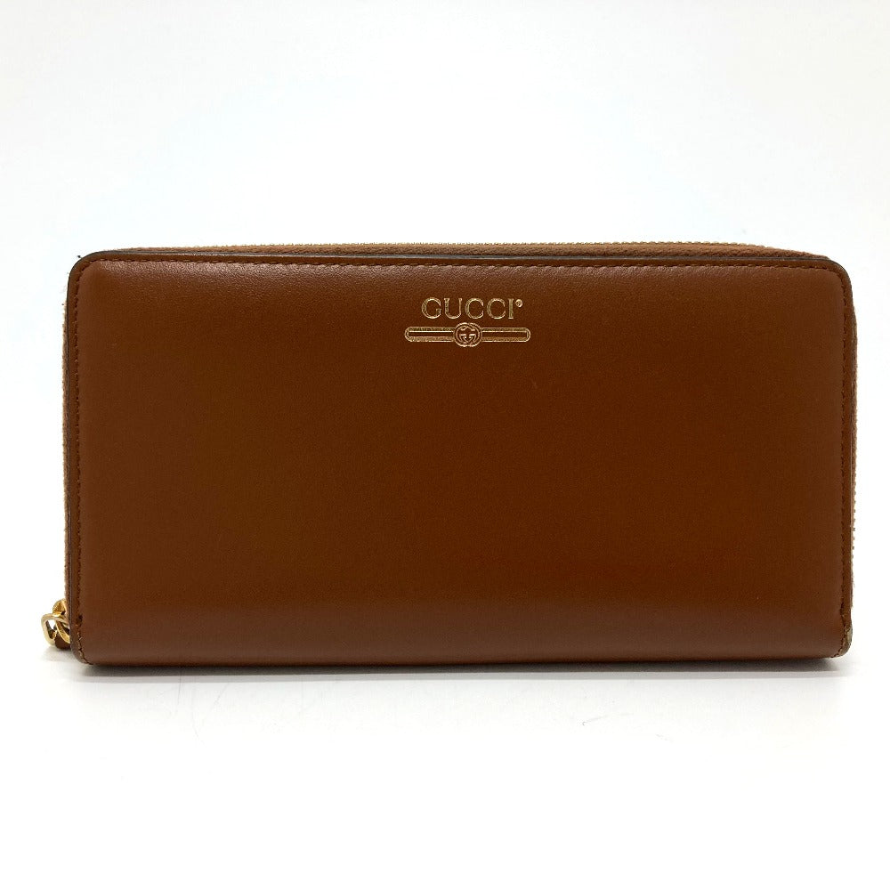 GUCCI Long Wallet Purse 547591 leather Brown Logo print unisex(Unisex)