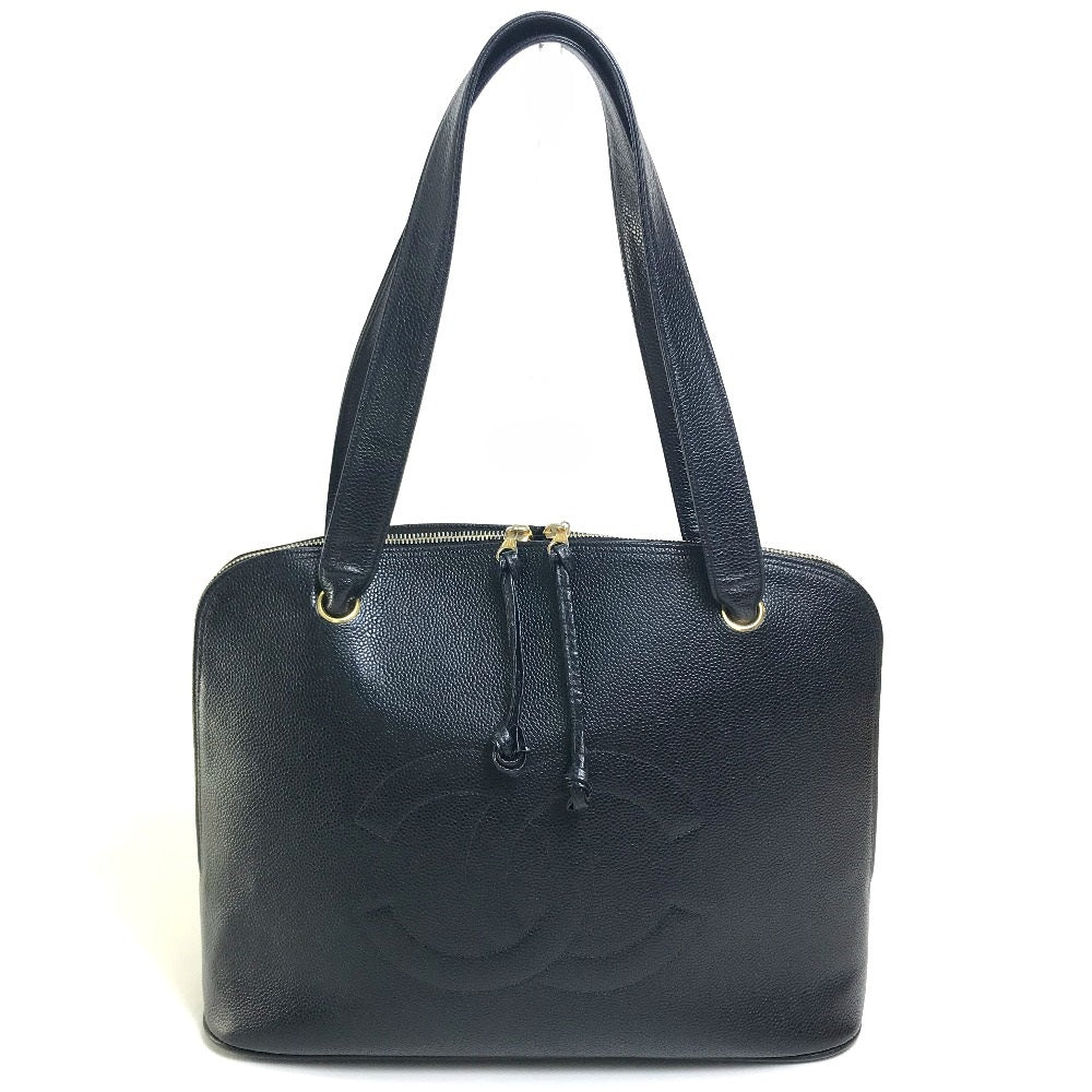 CHANEL Shoulder Bag Caviar skin black   COCO Mark CC Women
