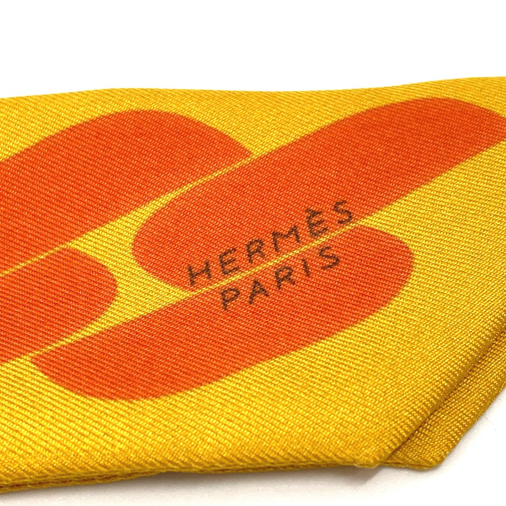 HERMES scarf silk Orange Chain motif Twilly Women  d