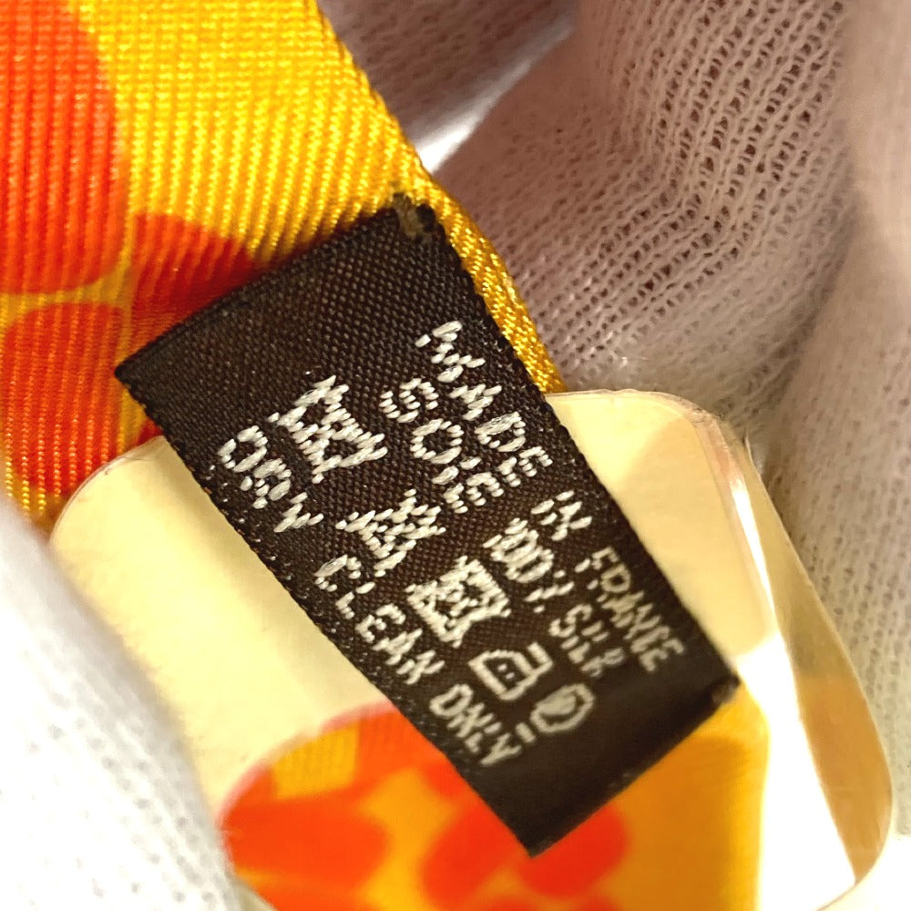 HERMES scarf silk Orange Chain motif Twilly Women  d