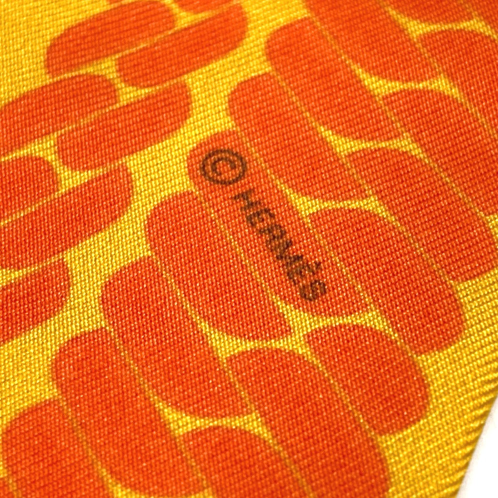 HERMES scarf silk Orange Chain motif Twilly Women  d
