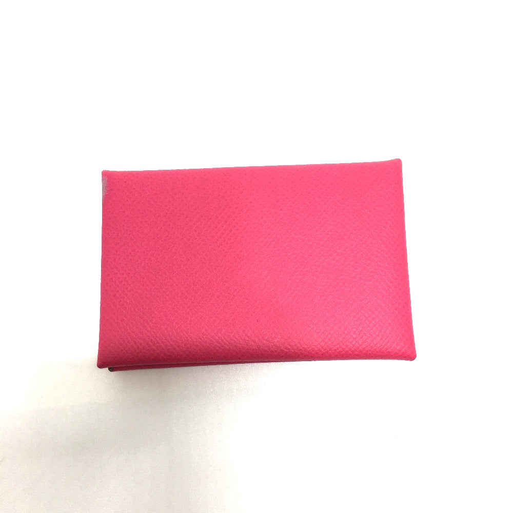 HERMES Card Case Epsom pink Bifold Wallet Calvi Women  d