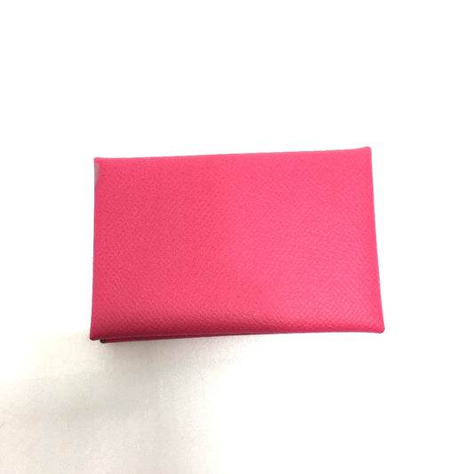 HERMES Card Case Epsom pink Bifold Wallet Calvi Women  d