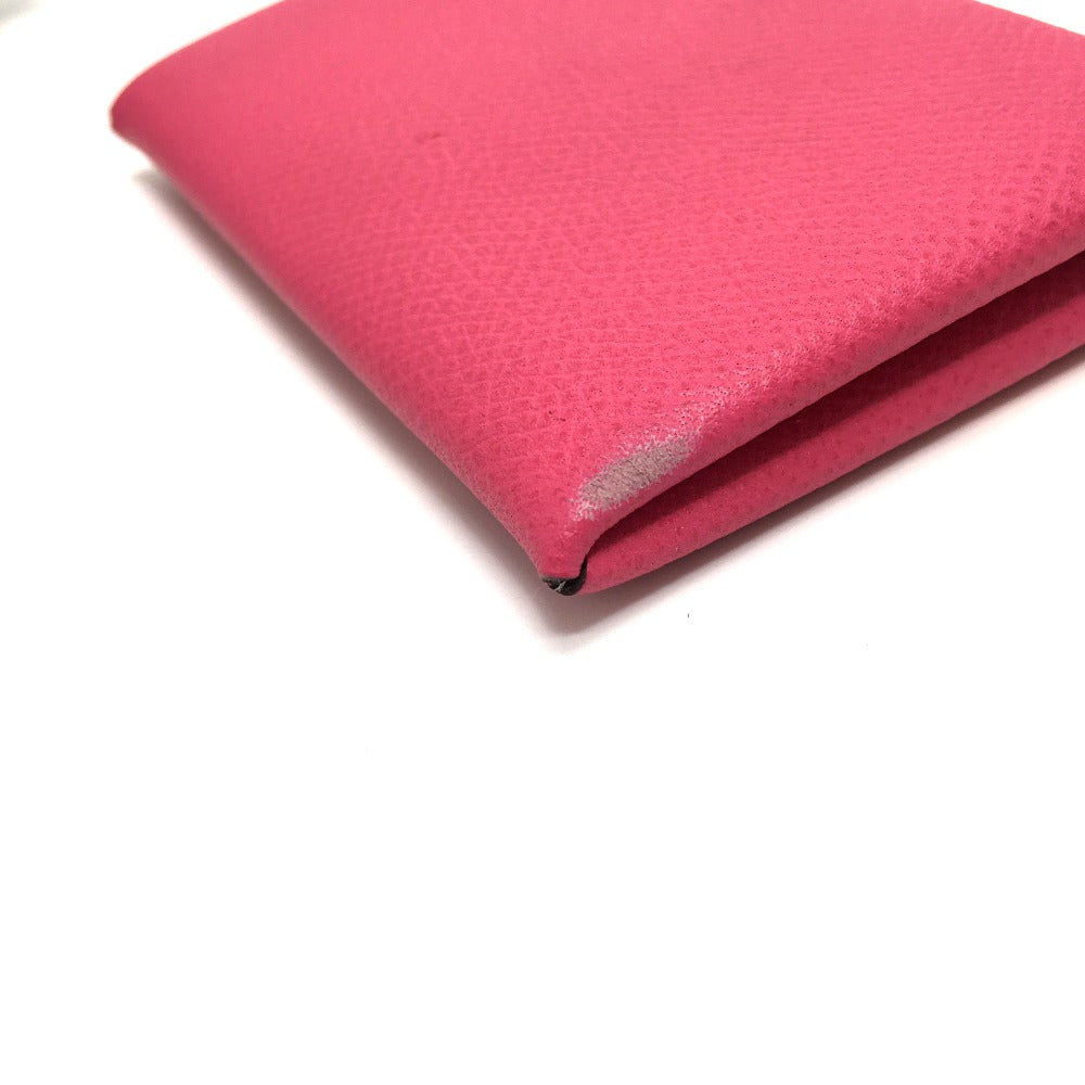 HERMES Card Case Epsom pink Bifold Wallet Calvi Women  d
