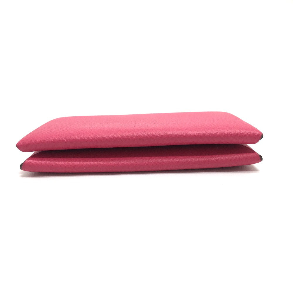 HERMES Card Case Epsom pink Bifold Wallet Calvi Women  d