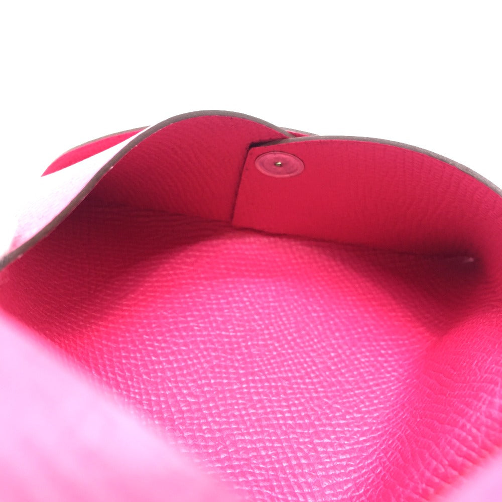 HERMES Card Case Epsom pink Bifold Wallet Calvi Women  d